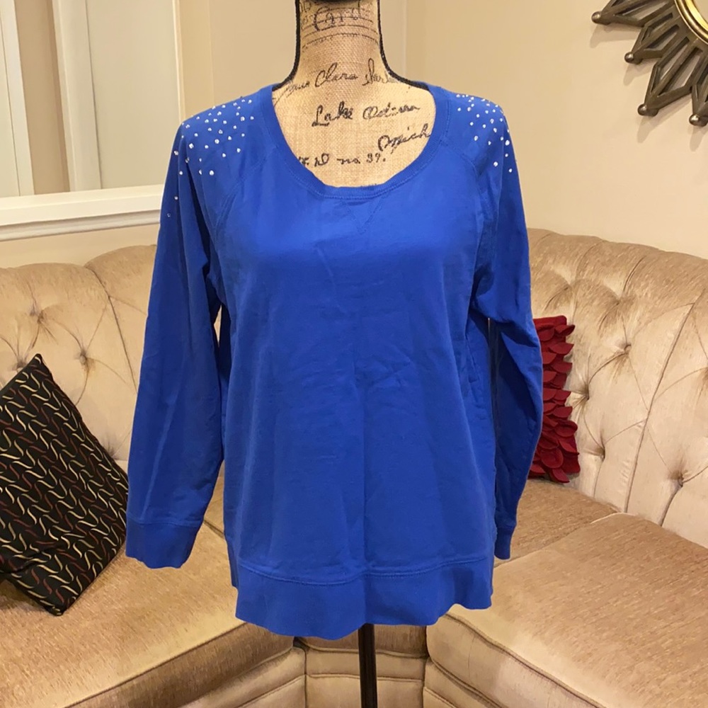 Style & Co blue rhinestone sweater